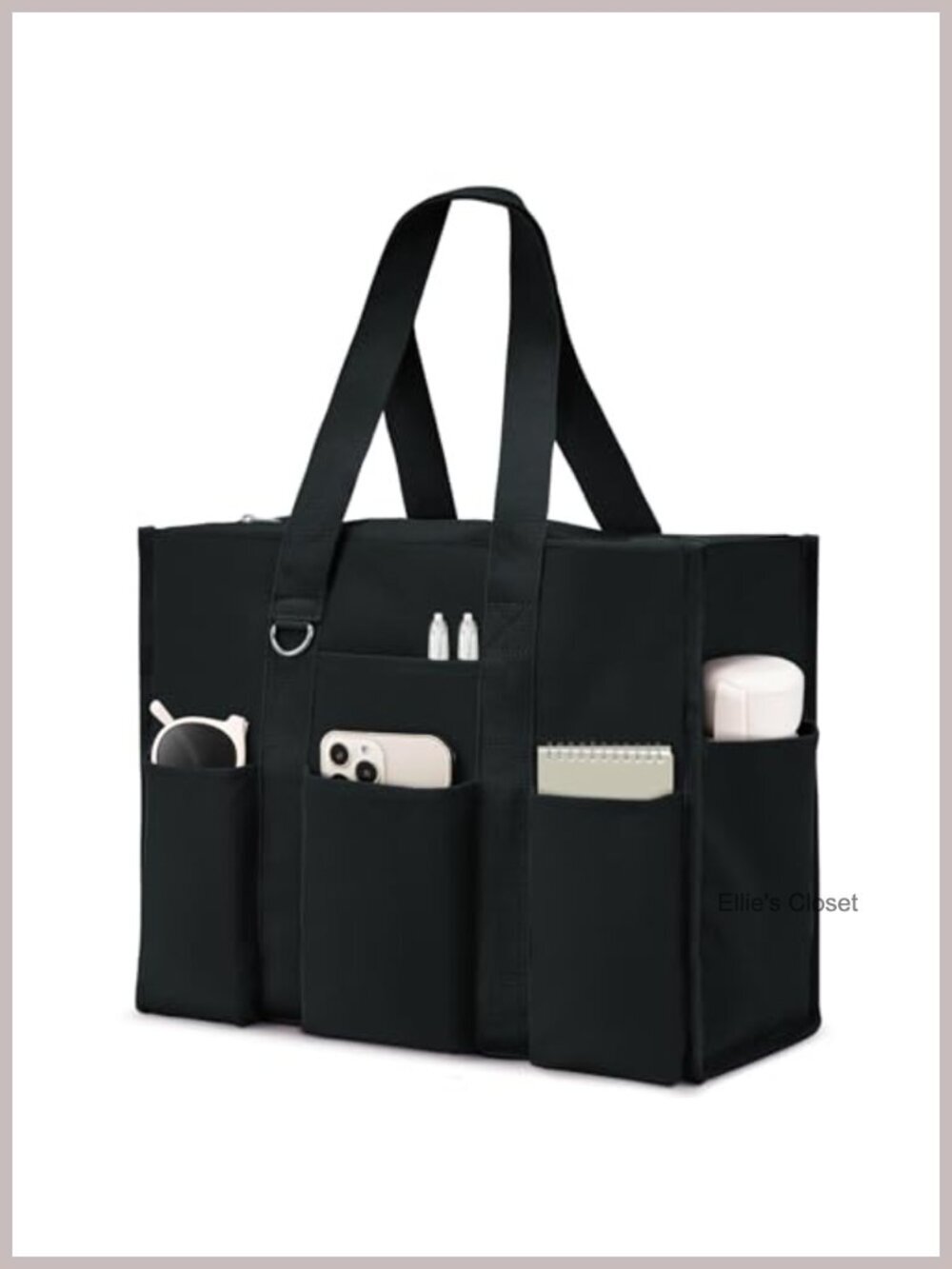 Large Waterproof Tote Bag 12 Pockets Top Zipper Closure Utility Work Nurse